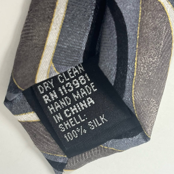 VTG Gallant Silk Tie Neutral Retro MCM  Black Brown Tan Cream Silver Gray - Picture 11 of 13